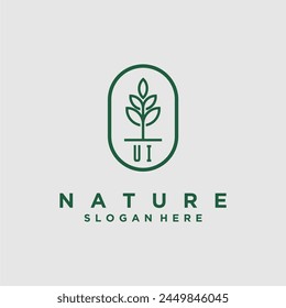 Initials minimalist nature logo design vectors