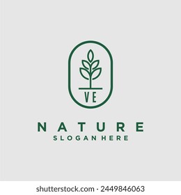 Initials minimalist nature logo design vectors
