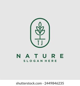 Initials minimalist nature logo design vectors