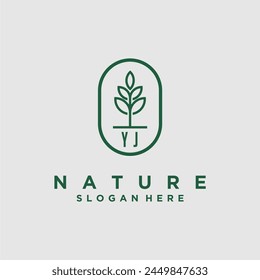Initials minimalist nature logo design vectors