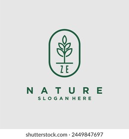 Vectores de diseño de logotipo de naturaleza minimalista