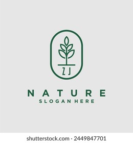Initials minimalist nature logo design vectors
