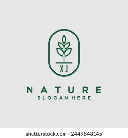 Initials minimalist nature logo design vectors