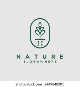 Vectores de diseño de logotipo de naturaleza minimalista