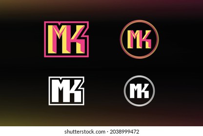 Iniciales El logotipo MK con un color brillante es adecuado para equipos deportivos E y otros