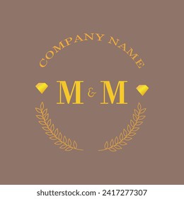 Initials MM letter monogram diamond gold company luxury