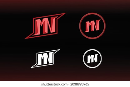 Iniciales logotipo MN con un color brillante es adecuado para equipos deportivos E y otros