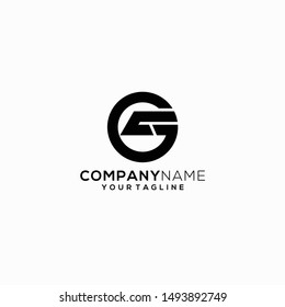 initials modern black and white gc / cg logo