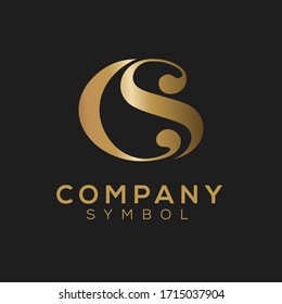 Initials Monogram CS SC Letter logo design.Minimal elegant CS black and gold color initial based letter icon logo