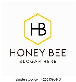 iniciales monograma letras HB con forma hexagonal modelo de diseño de logotipo de abeja miel vector
