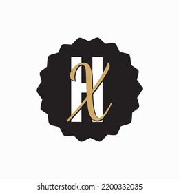 Initials Monogram  HX XH Vintage Retro Stamp Label logo design Vector