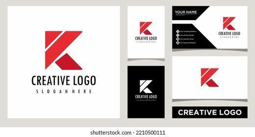 Initials Monogram K letter business logo design template with business card design
