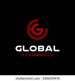 Initials Monogram Letter GE EG G E circular logo design