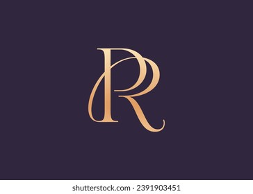 Initials monogram letter PR, RP luxury logo design vector template