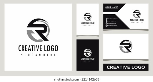 initials monogram letter R business consulting logo design template with business card design