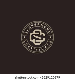 Letra de Monograma Inicial SC CS Vintage Retro Selo Etiqueta logotipo design