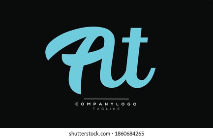 Diseño del logotipo del alfabeto de texto de letras monográficas AT iniciales