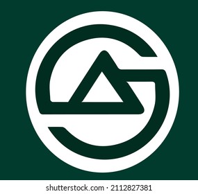 Diseño del logotipo del alfabeto de texto de letras monográficas AS iniciales. con antecedentes de empresa.
