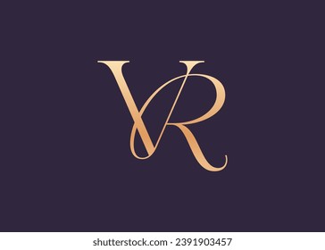 Initials monogram letter VR luxury logo design vector template