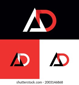  Initials Monogram logo AD DA A and D

