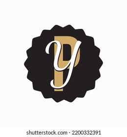 Initials Monogram  PY YP Vintage Retro Stamp Label logo design Vector