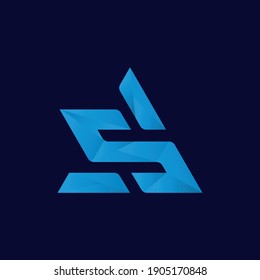 Initials Monogram SA AS Letter triangle logo design