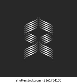 Initials monogram SZ or ZS letters logo creative emblem for a boutique of two calligraphic letters S and Z, 3d effect parallel lines in a metallic gradient.