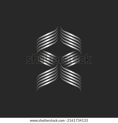 Initials monogram SZ or ZS letters logo creative emblem for a boutique of two calligraphic letters S and Z, 3d effect parallel lines in a metallic gradient. Stock fotó © 