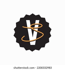 Initials Monogram  VS SV Vintage Retro Stamp Label logo design Vector