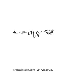 Initials MS calligraphy lettering beauty symbol