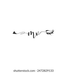 Initials MV calligraphy lettering beauty symbol