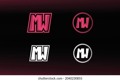 Iniciales El logotipo de MW con un color brillante es adecuado para equipos deportivos E y otros