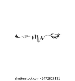 Initials MX calligraphy lettering beauty symbol