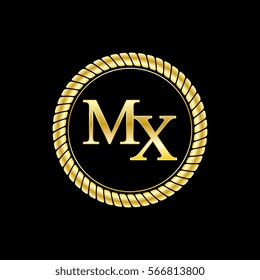 initials mx logo luxurious golden letters with gold rope
