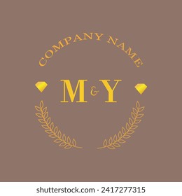 Initials MY letter monogram diamond gold company luxury
