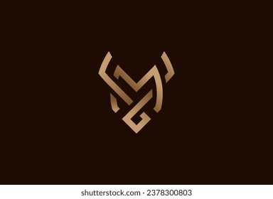 initials MY or YM logo. monogram logo design combination of letters M and Y in gold color. usable for brand and business logos. flat design logo template element. vector illustration 