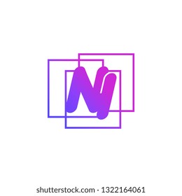The initials N and I colored gradient combination of blue and pink. NI vector design logo