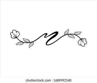 initials n with decorations of leaves and flowers