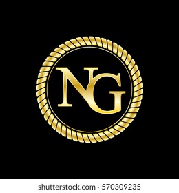 initials n and g logo luxurious golden letters with gold rope