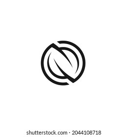 initials N with leaf logo design circle