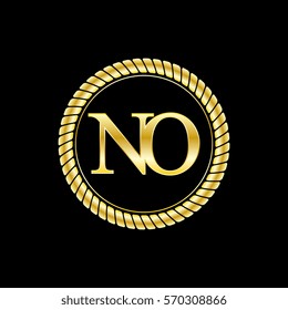 initials n and o logo luxurious golden letters with gold rope