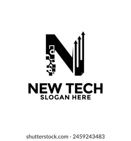 Initials N Technology logo, Modern Tech Initial logo template