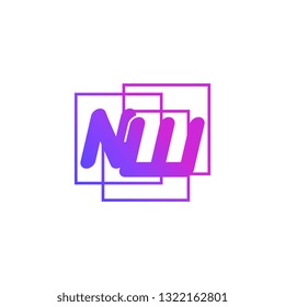 The initials N and W colored gradient combination of blue and pink. NW vector design logo