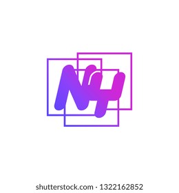 The initials N and Y colored gradient combination of blue and pink. NY vector design logo