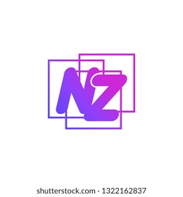 The initials N and Z colored gradient combination of blue and pink. NZ vector design logo