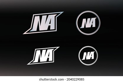 Iniciales El logotipo de NA con un color brillante es adecuado para equipos deportivos E y otros