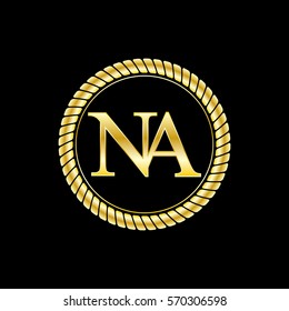 initials na logo luxurious golden letters with gold rope