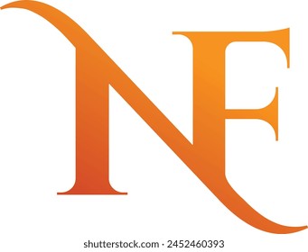 Initials NF letters logo design. NF monogram logo design. FN logo template vector orange color best company icon design. FN iconic brand logo design.