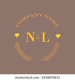 Initials NL letter monogram diamond gold company luxury