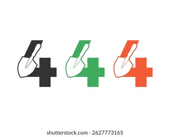 Número 4 Vector del diseño del icono de la herramienta de la pala aislado en fondo transparente